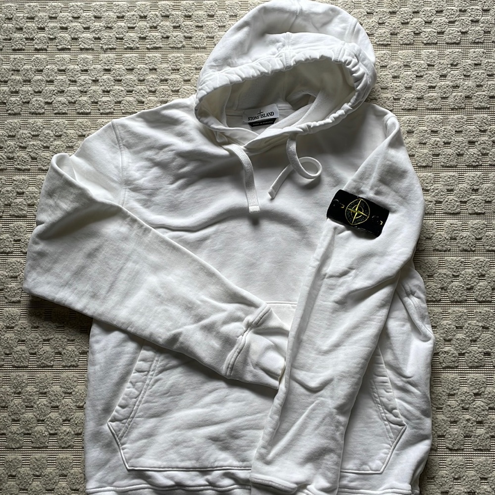 White Stone Island Men's Hoodie. Men's Medium runs small!